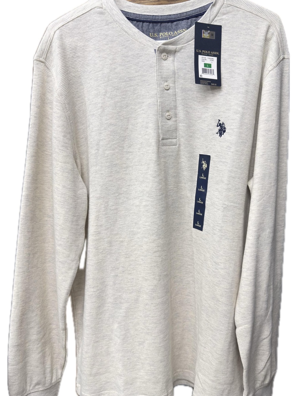 U.S. Polo Assn. Cream Waffle-Knit Henley